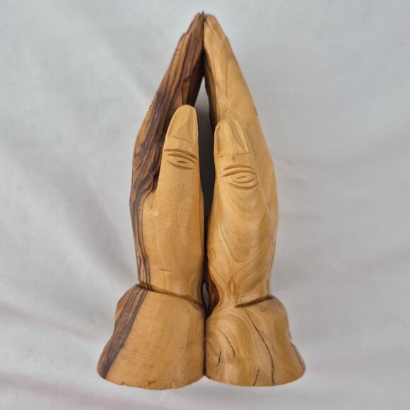 Praying Hands Sculpture Olive Wood Carving Made in Bethlehem - Picture 4 of 16